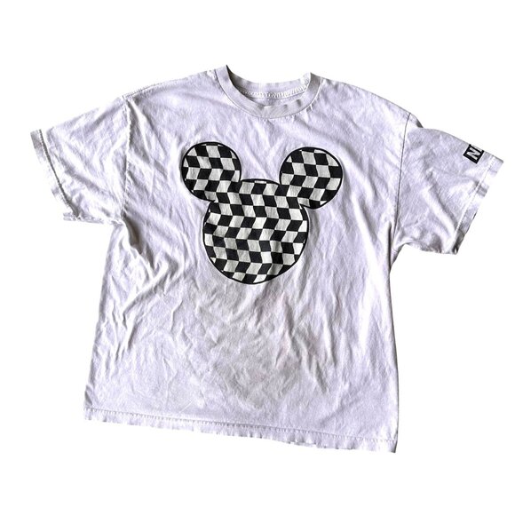 Neff Disney Collection Mickey Mouse Black White Race Flag T Shirt XL Racing READ - Picture 2 of 12